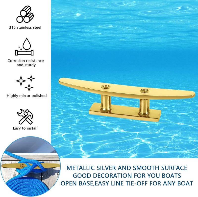 VEITHI Boat Cleat Flat Top, 316 Stainless Steel Boat Dock Cleats,Rope Cleat,Dock Cleats with Screws for Marine or Nautical Decor and Dock Cleat Decorative(5 Sizes,2Color,2Pack,4Pack) - Image 4
